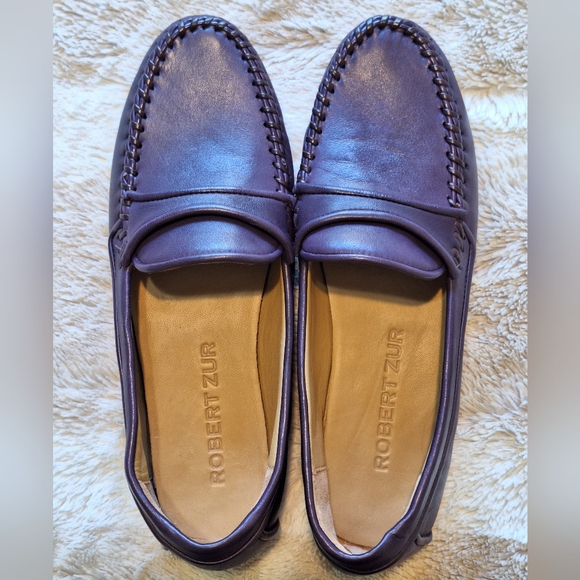 Robert Zur Purple Leather Loafers - 6.5 - Picture 3 of 10
